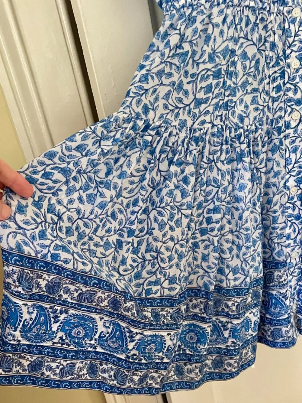 J.Crew Delft Blue and White Mini Dress with Slip EUC